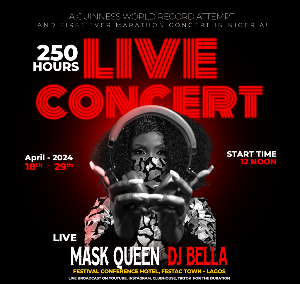 Nigeria’s MaskQueen DJ Bella Prepares for Historic Guinness World Record Marathon Concert